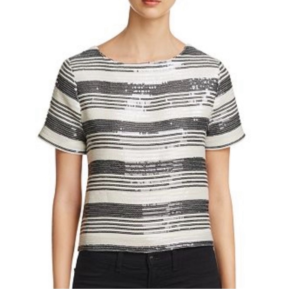 Cupcakes and Cashmere Black and White Sequined top Size S